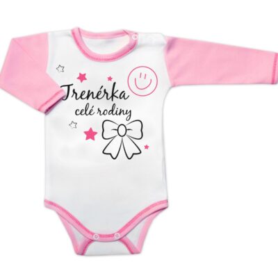 Body dlhý rukáv s vtipným textom Baby Nellys, Trenérka celé rodiny, veľ. 80