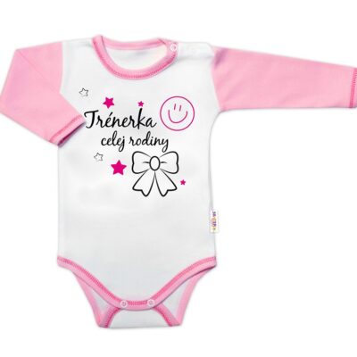 Body dlhý rukáv s vtipným textom Baby Nellys, Trenérka celej rodiny