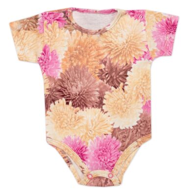 Body kr. rukáv Astry, bavlna, zapínanie pri krku, Mrofi, ružová/ecru, veľ. 80