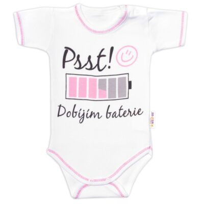 Body kr. rukáv s vtipným textom Baby Nellys, Psst! Dobíjím baterie, holka, veľ. 86