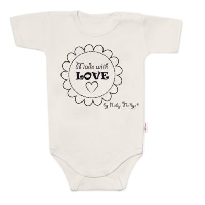 Body krátky rukáv Baby Nellys, Made with love, béžové, veľ. 68