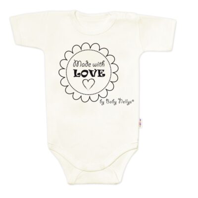 Body krátky rukáv Baby Nellys, Made with love, ecru