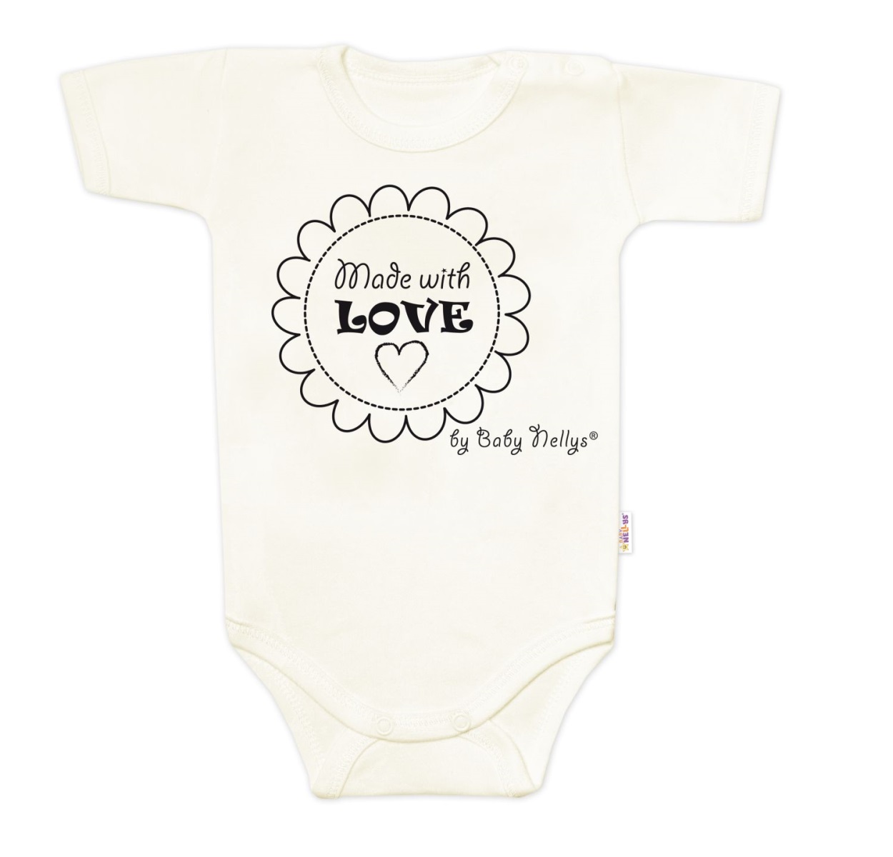 Body krátky rukáv Baby Nellys, Made with love, ecru, veľ. 62