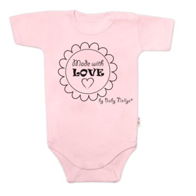 Body krátky rukáv Baby Nellys, Made with love, ružové, veľ. 62