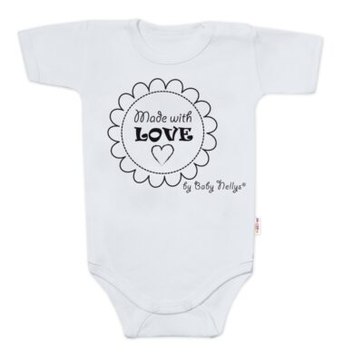 Body krátky rukáv Baby Nellys, Made with love, sivé, veľ. 68