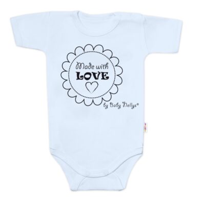 Body krátky rukáv Baby Nellys, Made with love, svetlo modré, veľ. 80