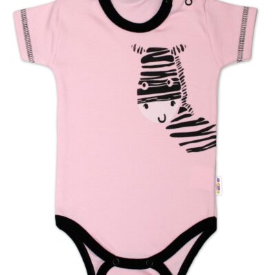 Body krátky rukáv Baby Nellys, Zebra - ružové, veľ. 86