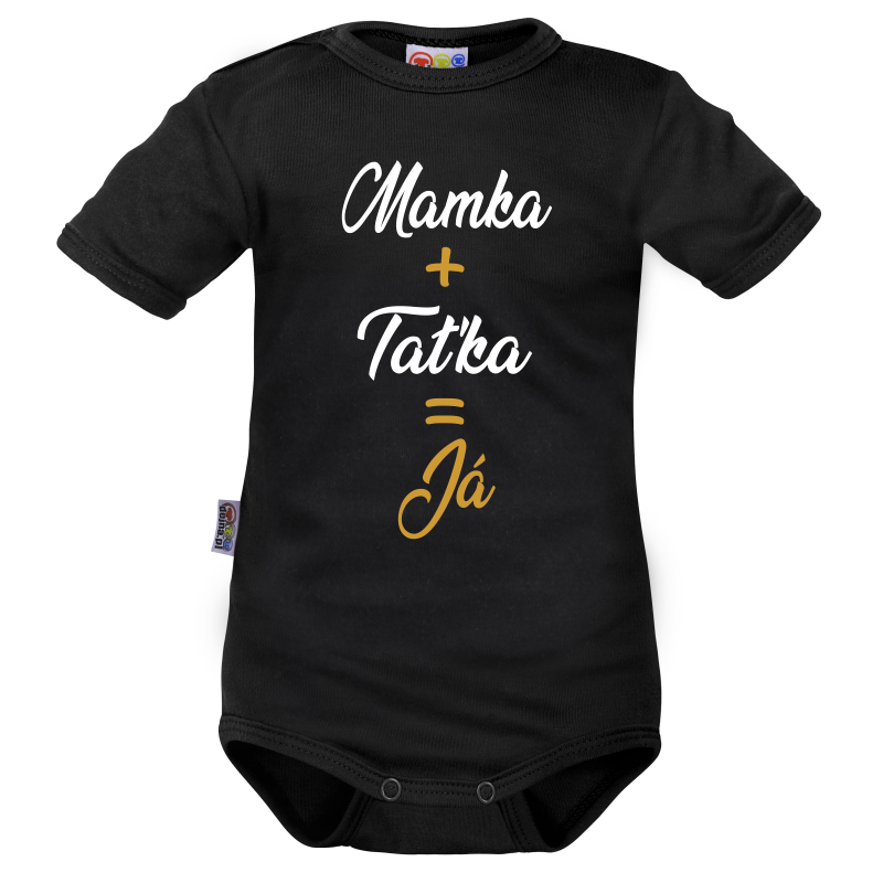 Body krátký rukáv Dejna Mamka + Taťka = Já - čierne, veľ. 74