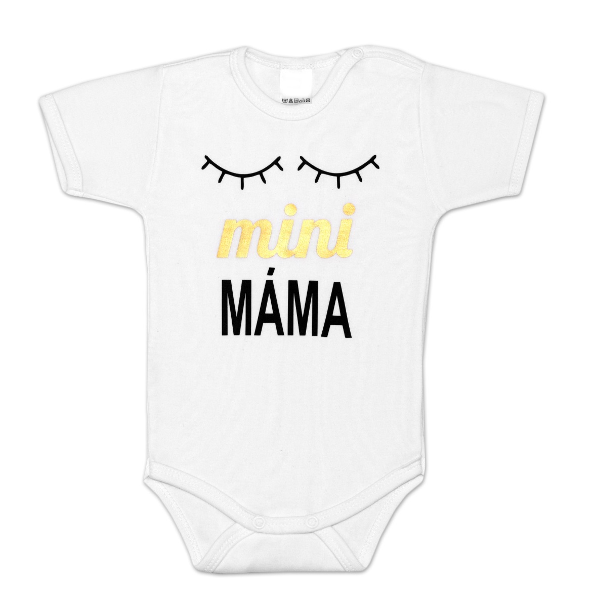 Body krátky rukáv Dejna Spiace oči Mini máma - biele, vel. 86