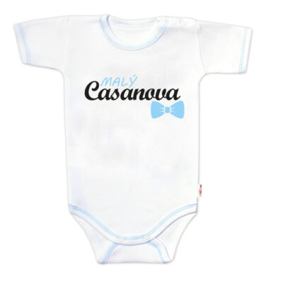 Body krátky rukáv s vtipným textom Baby Nellys, Malý Casanova, chalan, veľ. 80