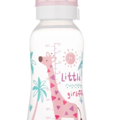 Canpol babies: Fľaša s potlačou Žirafka 330ml (ružová)