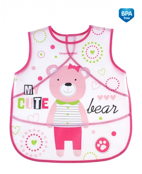 Canpol babies: Plastový podbradník Puppets (ružový)