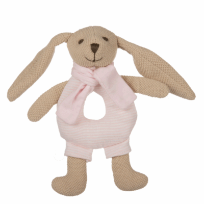 Canpol babies: Plyšový zajačik s hrkálkou (ružový)