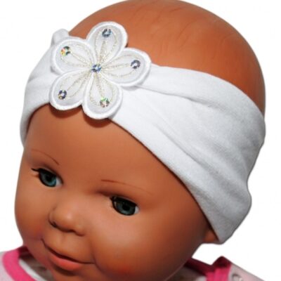 Čelenka Baby Nellys ® s kvetinkou - biela