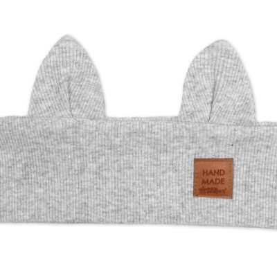 Čelenka Cat s úškami pre deti Hand Made - šedý melír, 4-8 rokov