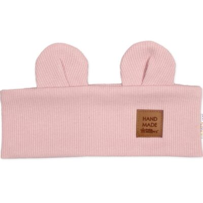 Čelenka Teddy s uškami pre deti Hand Made - pudrovo ružová