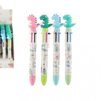Ceruzka/pero dinosaurus šesť farieb plast 17cm 4 farby 36ks v boxe
