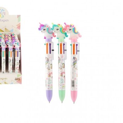 Ceruzka/pero jednorožec 6 farieb 17cm plast 3 farby 36ks v boxe