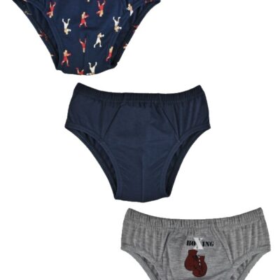 Chlapčenské bavlnené slipy, Boxing - 3ks v balení, sivá/granát, veľ. 134/140 cm