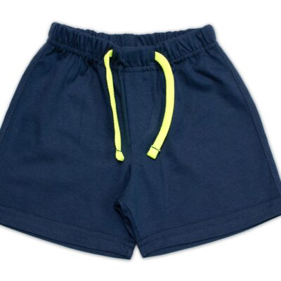 Chlapčenské kraťasy Artur, Mrofi bavlna, modré so žltou šnúrkou, veľ. 92