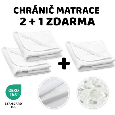 Chránič matraca do postieľky BASIC 2+1, 120x60cm, nepremokavý - biely