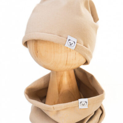 Čiapka s nákrčníkom bavlna, Little Bear, Baby Nellys, cappuccino, veľ. 98/134