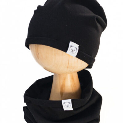 Čiapka s nákrčníkom bavlna, Little Bear, Baby Nellys, čierna