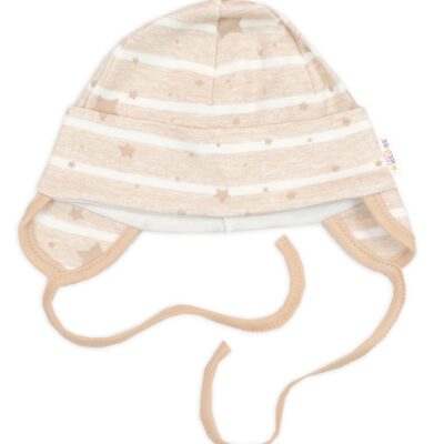 Čiapočka na zaväzovanie, bavlna, Baby Stars, pastel beige, veľ. 74/80