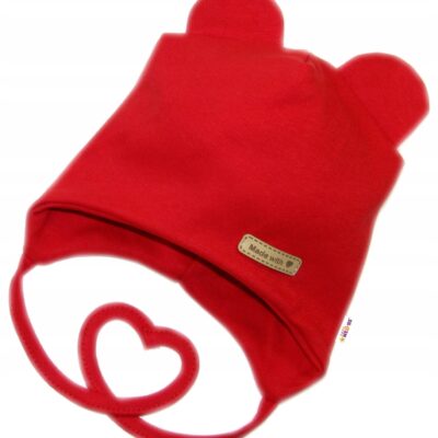 Čiapočka na zaväzovanie, bavlna, Little Teddy, Baby Nellys, červena