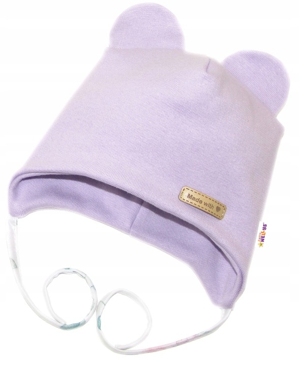 Čiapočka na zaväzovanie, bavlna, Little Teddy, Baby Nellys, liliová, veľ. 74/80