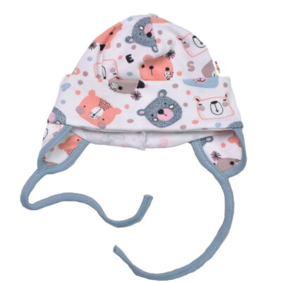 Čiapočka na zaväzovanie, bavlna, Space Bear, Baby Nellys, pastel mint