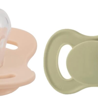 Cumlík, silikón, symetrický, 2ks, Lullaby Planet, 0-6m, oliva/marhuľa