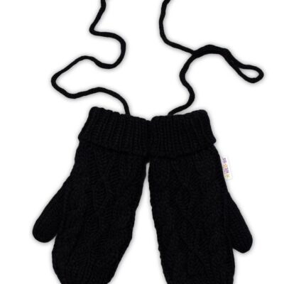 Dámske pletené palčiaky s fleecovou podšívkou Baby Nellys, čierne