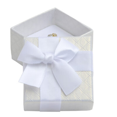 Darčeková krabička na šperky, biela s bielou mašličkou