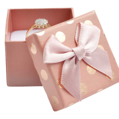 Darčeková krabička na šperky, púdrovo ružová, s bodkami