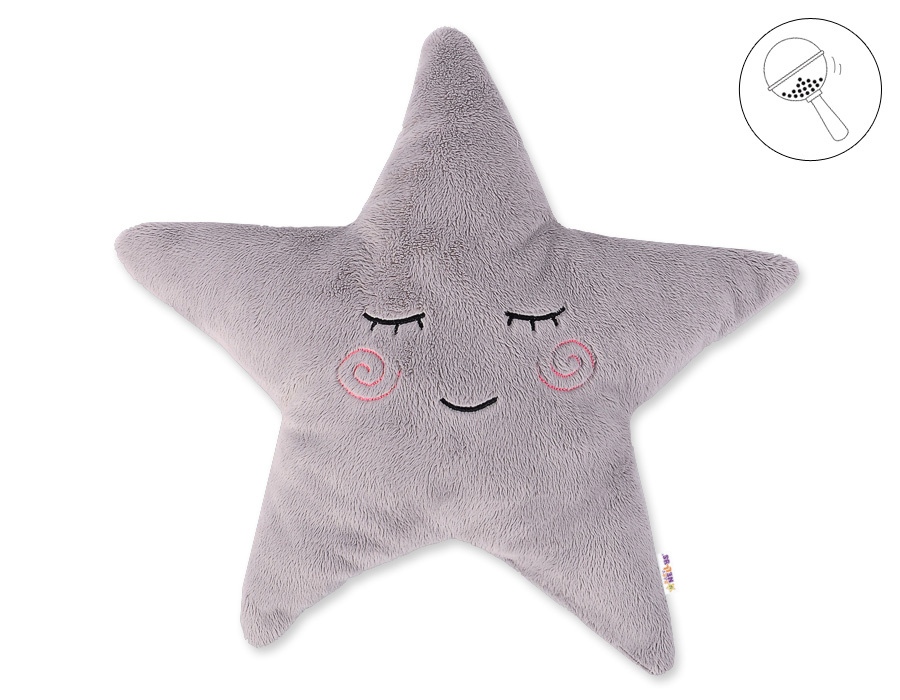 Dekoračný vankúšik Hviezdička s hrkálkou (sivá)