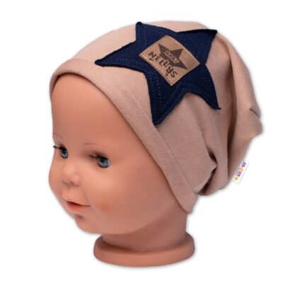 Detská čiapka bavlna, Baby Star, Baby Nellys, cappuccino, veľ. 92/98