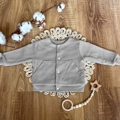 Detská dvojvrstvová mikina, bavlna, Mesto, Mamatti, sivá, vel. 80