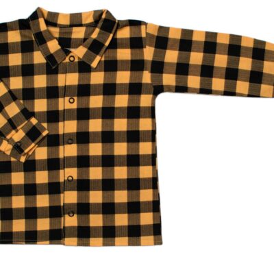 Detská košeľa MROFI dlhý rukáv Luke - žlto/čierna kocka