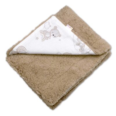 Detská luxusná obojstranná deka 90x75 cm, Malý medvedík, biela/hnedá