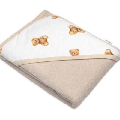 Detská osuška 100x100cm, froté bavlna, Míša - biela s potlačou