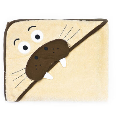 Detská osuška 100x100cm, froté bavlna, Mrož, béžová