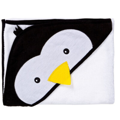 Detská osuška 100x100cm, froté bavlna, Tučniak, biela