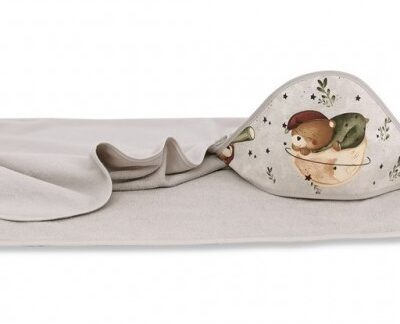 Detská termoosuška s kapucňou, 100 x 100 cm, Teddy and Moon - béžová