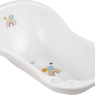 Detská vanička s výpustou, 84 cm Rainbow - biela