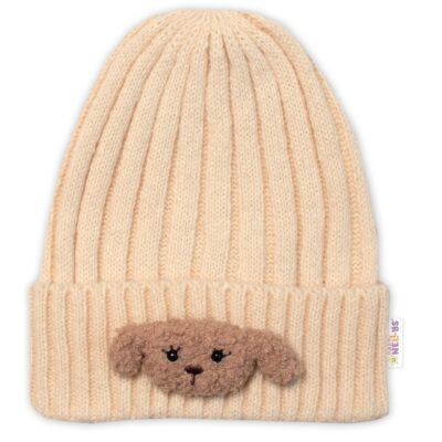 Detská zimná čiapka Bear, Baby Nellys - ecru, veľ. 48-54 cm