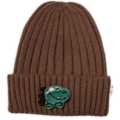 Detská zimná čiapka Dino, Baby Nellys - hnedá, veľ. 48-54 cm