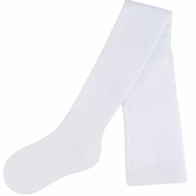 Detské bavlnené pančuchy rebrované, prúžok - biele, veľ. 56/62