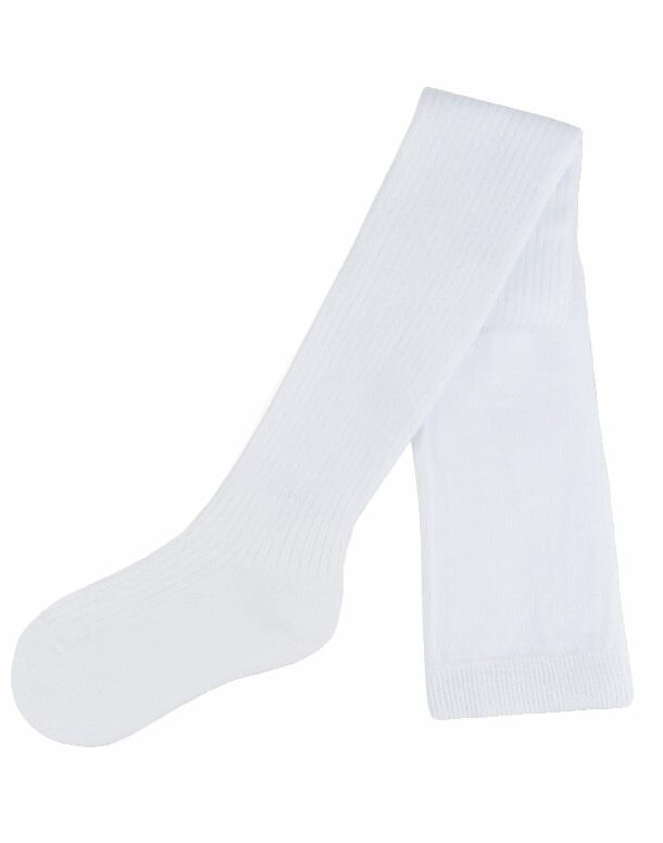 Detské bavlnené pančuchy rebrované, prúžok - biele, veľ. 56/62