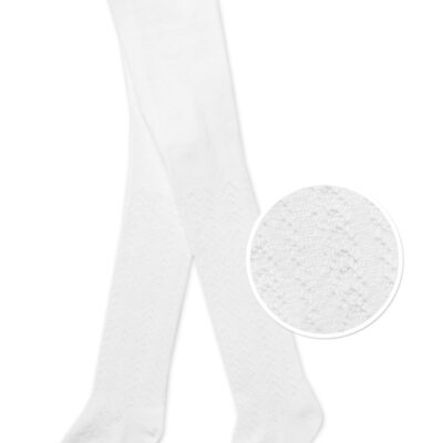 Detské bavlnené pančuchy so vzorom - biele, veľ. 80/86